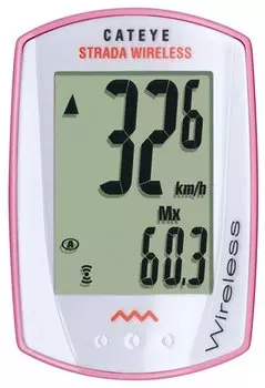 Велокомпьютер CAT EYE CC-RD300W STRADA WIRELESS, 8 функций, розовый/белый, CE1602112