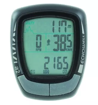 Велокомпьютер ECHOWELL A2, 28 функций, беспроводной, черно-серый, 5-244614