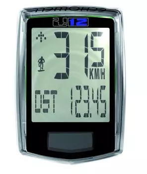 Велокомпьютер ECHOWELL U12, 12 функций, проводной, серебристо-черный, 5-244622