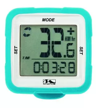 Велокомпьютер M-WAVE, беспроводной, сменный корпус из силикона, синий, 14 функций, 5-244713