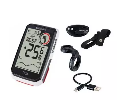 Велокомпьютер SIGMA NEW, ROX 4.0 (White), HR Set 30 функций, с датчиком пульса, GPS, BLUETOOTH, белый, 4-001063