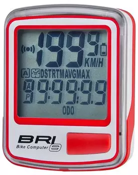 Велокомпьютер Stels BRI-8, 8 функций, проводной, бело-красный, LU074604