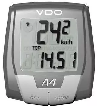 Велокомпьютер VDO A4, проводной, 4 функции, серый, 4-0100