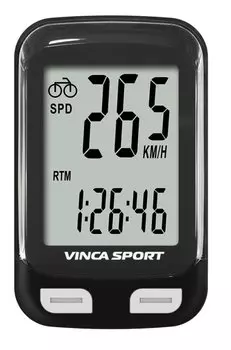 Велокомпьютер Vinca Sport, 12 функций, беспроводной, черный с белым, V-3600 black/white
