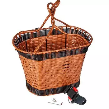 Велокорзина 4BIKE BL-B-030, на руль, плетёная, быстросъемная, коричневая, ARV000379