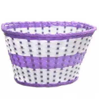 Велокорзина TRIX, 20", крепление на руль, 270x200x170 мм, пластиковая, плетёная, фиолетово-белая, BS-TX-02x3-20-WHBU
