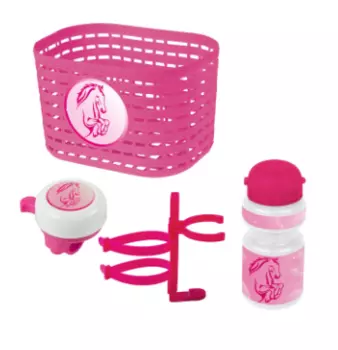 Велокорзина VENTURA KIDS+фляга+звонок велосипедный , комплект, розовый, 5-650040