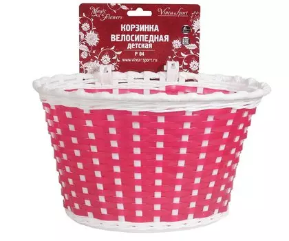 Велокорзина Vinca Sport, детская, на руль, красная, Р 04 Magic Flowers