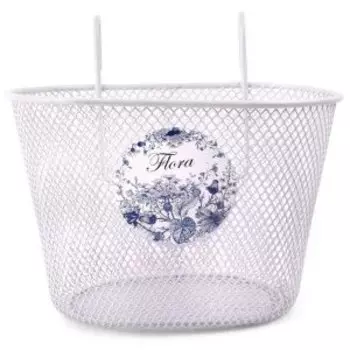 Велокорзина Vinca Sport, на самокат или детский велосипед, стальная, 240x150x150мм, белая, P 09 white Flora