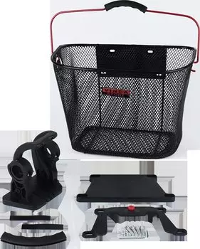 Велокорзина Vinca Sport, передняя, черная, красная ручка, P 01 black/red