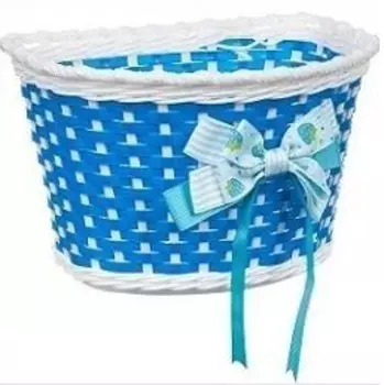 Велокорзинка, для детского велосипеда 14"-18", с бантиком, пластик, синий, NN000318BLUE