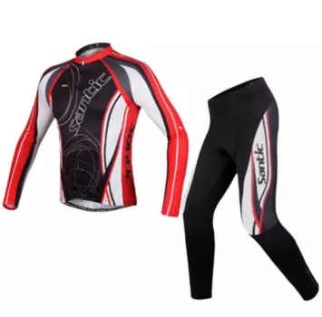 Велокостюм Santic, длинный рукав, велорейтузы, размер L, черно-бело-красный, WMCT023L
