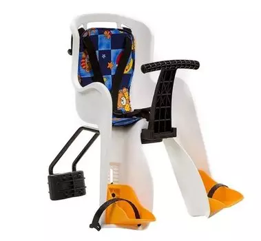 Велокресло детское GH-bike GH-908E, переднее, на подседельную трубу, белое с разноцветным текстилем, Х95383