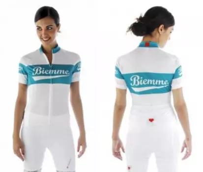 Веломайка короткий рукав Biemme HERITAGE LADY, белый/голубой, A12D2052L, 2018