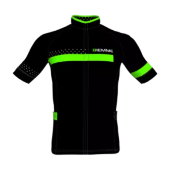 Веломайка с коротким рукавом Biemme Polka, черно-зеленый 2019, A12J2022M
