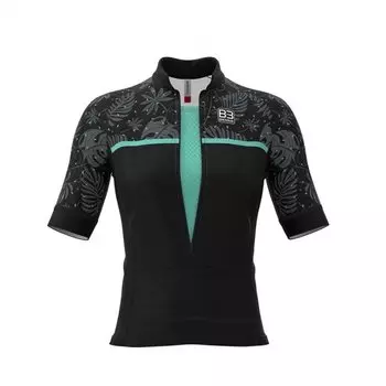 Веломайка женская короткий рукав Biemme DARK TEIDE AB70, черный-бирюзовый 2020