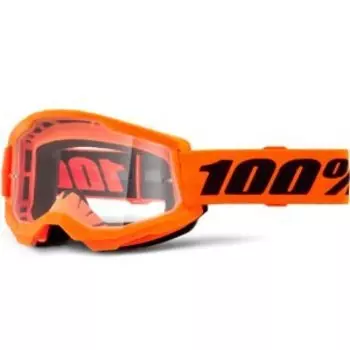 Веломаска 100% Strata 2 Neon Orange / Clear, 50027-00015