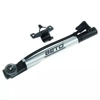 Велонасос BETO, алюминий, ножной упор с манометром, универсальная головка, Т-ручка, 5-470235