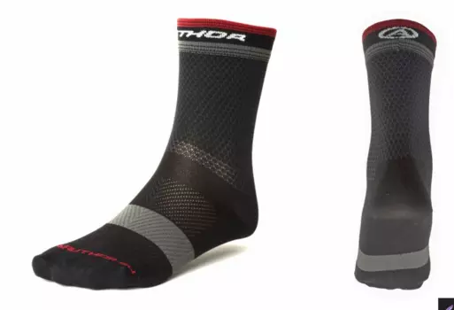 Велоноски AUTHOR Stripe X0, черно-серо-красные, 8-7200308 (Размер: L (41-44 см))