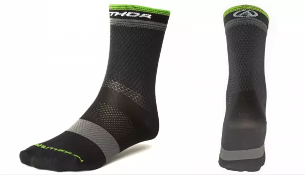 Велоноски AUTHOR Stripe X0, черно-серо-неоновые, 8-7200302 (Размер: L (41-44 см))