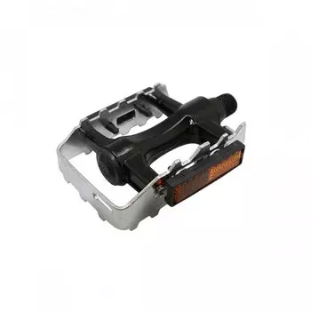 Велопедали China, MTB, алюминиевые 9/16, черно-серебристые, P976