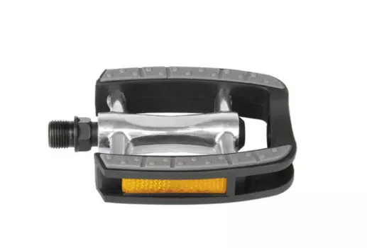 Велопедали M-WAVE Steady C, алюминиевые, серебристые, нескользящая резина, отражатели, 311040