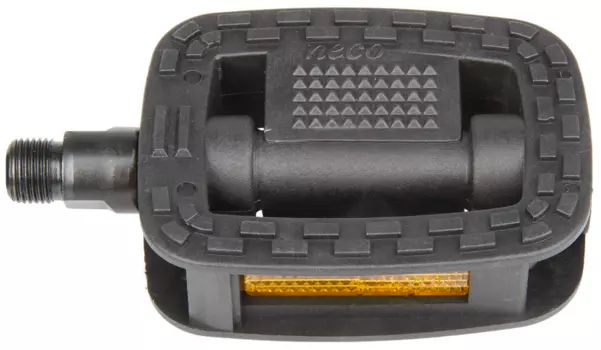 Велопедали NECO, пластик, двусторонние, 93*73*24мм, с отражателями, черные, 5-312000