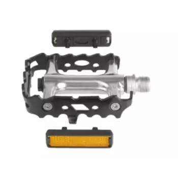 Велопедали VP алюминиевые, серебристо-черные, с отражателями, 311720