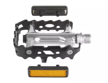 Велопедали VP алюминиевые, серебристо-черные, с отражателями, 311720