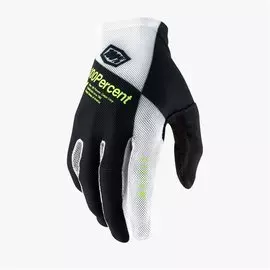 Велоперчатки 100% Celium Glove, Black/White/Fluo Yellow, 2021