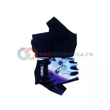 Велоперчатки детские FUZZ BIKE, бело-голубые, 08-202041 (Размер: 4/S (для 2-4 лет))