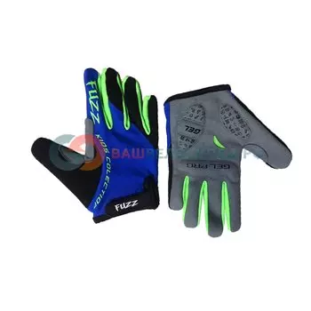 Велоперчатки детские FUZZ PRO RACE, с длинными пальцами, сине-зеленые неон, 08-202131 (Размер: 8/L (для 6-8 лет))