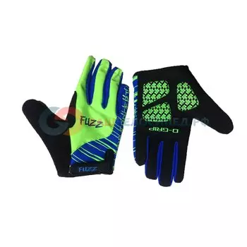 Велоперчатки детские FUZZ PRO RACE, с длинными пальцами, неон зеленые-синие, 08-202111 (Размер: 8/L (для 6-8 лет))