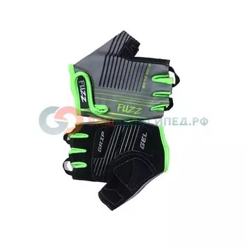 Велоперчатки детские FUZZ RACE LINE, серо-неоновый зеленый, 08-202001 (Размер: 8/L (для 6-8 лет))