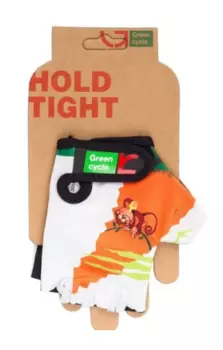 Велоперчатки детские Green Cycle NC-2339-2014, бело-оранжевые
