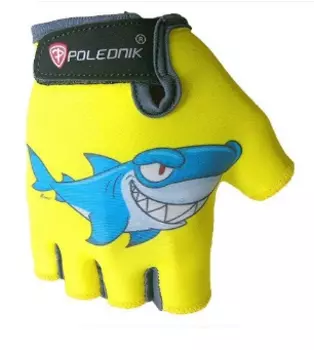 Велоперчатки детские Polednik Baby, с рисунком, эластичный верх, замшевая ладошка, желтые, POL_Baby_3_YLW (Размер: 4)