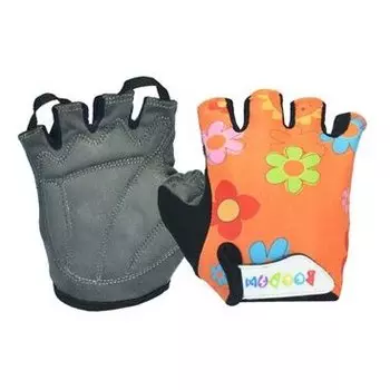 Велоперчатки детские TBS, оранжевые с цветами