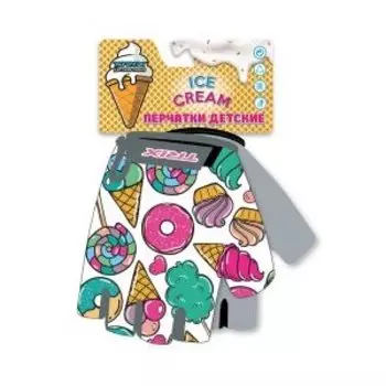 Велоперчатки детские TRIX, Ice Cream, гелевые вставки, лайкра/искусственная замша, антискользящие, GL-TX-ICECREAM