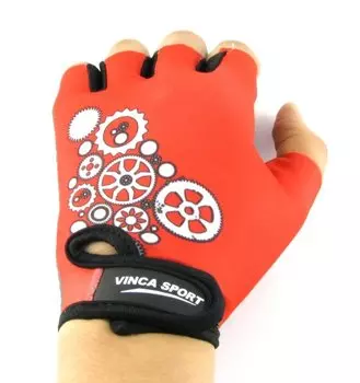 Велоперчатки детские Vinca sport VG 932 child, красные с рисунком