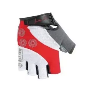 Велоперчатки Polednik DAISEY, эластичный верх с цветочным принтом, замшевая ладонь с гелем, красный