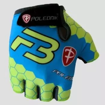 Велоперчатки Polednik F-3 BABY, детские, синий зеленый, POL_F-3_3_FLU_BLU (Размер: 3)