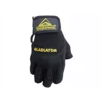 Велоперчатки Polednik GLADIATOR, эластичный верх, широкая липучка, замшевая ладошка, черный
