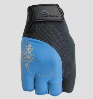 Велоперчатки Polednik LADY FITNESS, сетчатый верх, замшевая и кожаная ладошка, синий