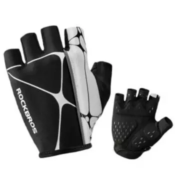 Велоперчатки ROCKBROS, без пальцев, с гелем, черный-белый, RB_16220268003