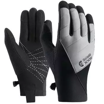 Велоперчатки ROCKBROS Equator, длинные пальцы, утепленные, черный-серый, RB_16410014003 (Размер: L, Цвет: черно-серые)