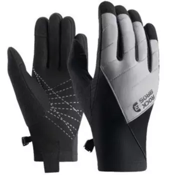 Велоперчатки ROCKBROS Equator, длинные пальцы, утепленные, черный-серый, RB_16410014003