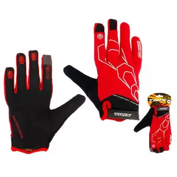 Велоперчатки TRIX мужские, полноразмерные, черно-красные, GL-TX-059517B (Размер XXL)