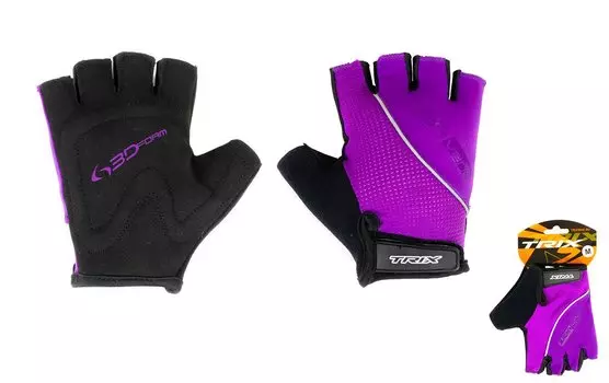 Велоперчатки TRIX, женские, короткие пальцы, пурпурные, GL-TX-018511C-S-PU (Размер M)