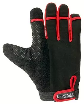 Велоперчатки VENTURA, длинные пальцы, цвета в ассортименте, 5-719950 (Размер: М, красные)