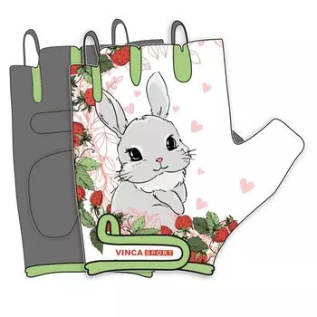Велоперчатки VINCA SPORT Bunny, детские, белые/зелёные, VG 230 Bunny (6) (Размер: 5XS)
